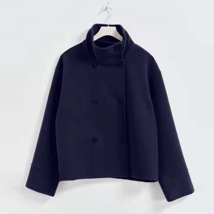 Dames Peacoat - Kort Model met Dubbele Rij Knopen