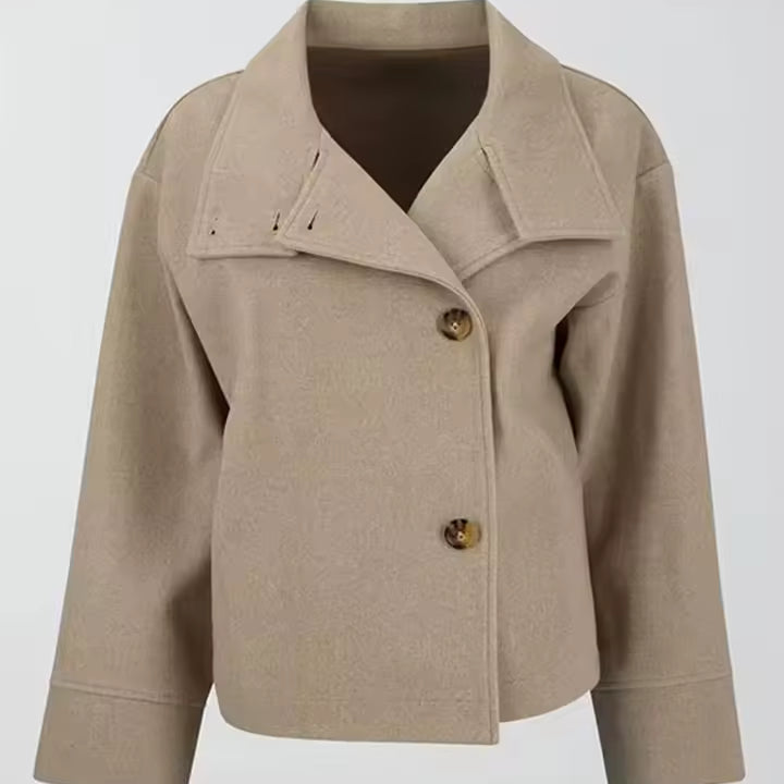 Dames Peacoat - Kort Model met Dubbele Rij Knopen