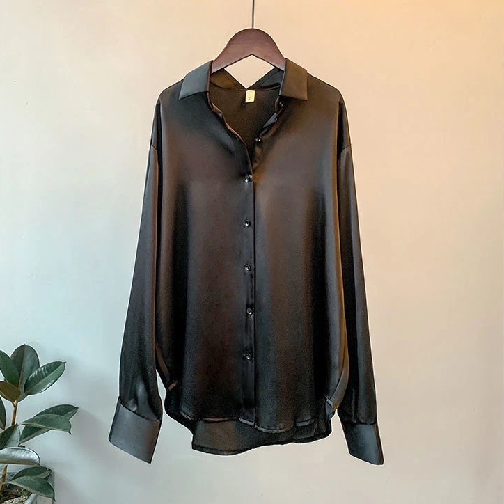 Dames Blouse - Lange Mouwen met Knoopsluiting en Glansafwerking