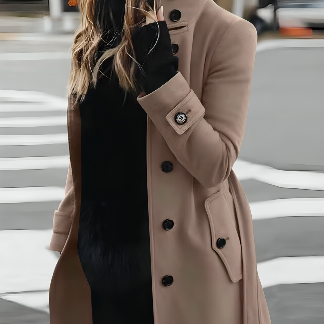 Dames Trenchcoat - Mantel met Hoge Kraag en Ceintuur