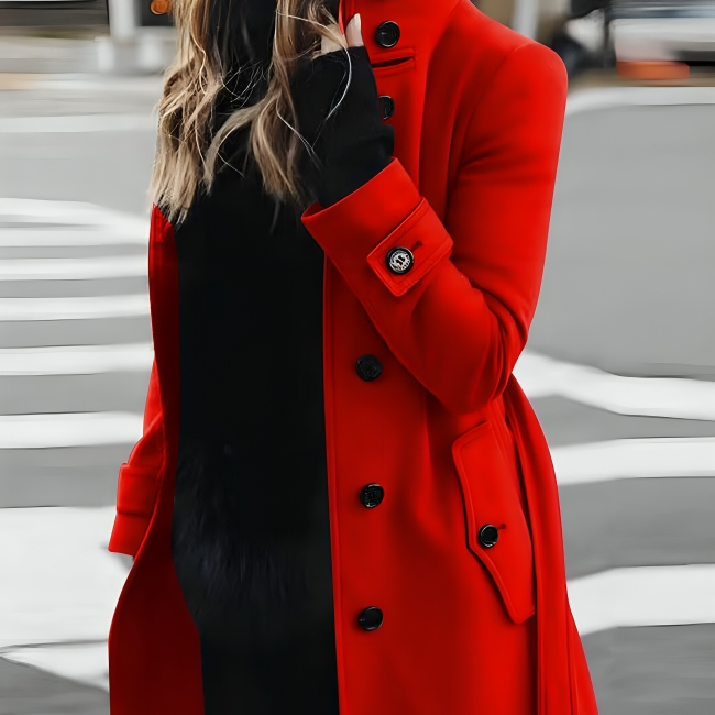 Dames Trenchcoat - Mantel met Hoge Kraag en Ceintuur