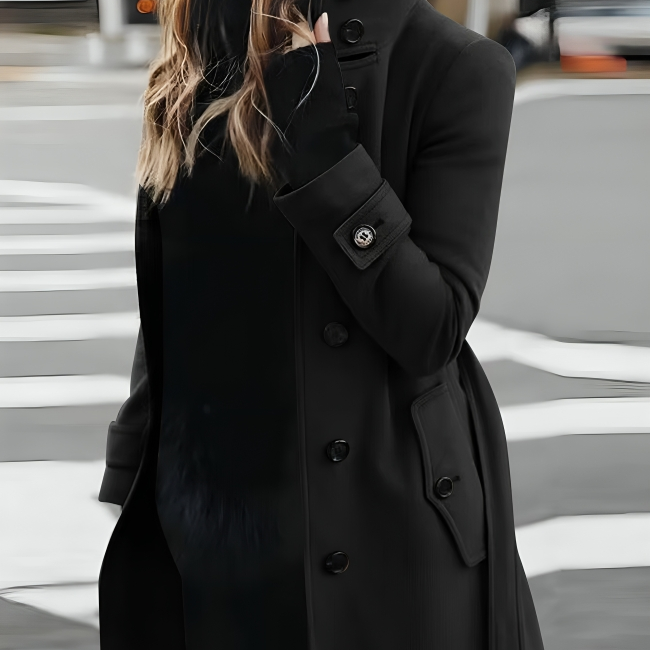 Dames Trenchcoat - Mantel met Hoge Kraag en Ceintuur