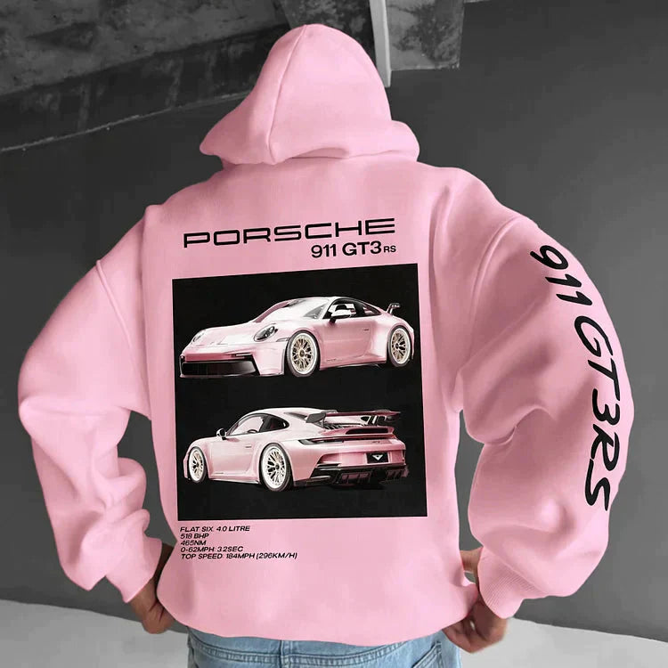 Unisex Hoodie with Car Print - Sweater with Print on the Back