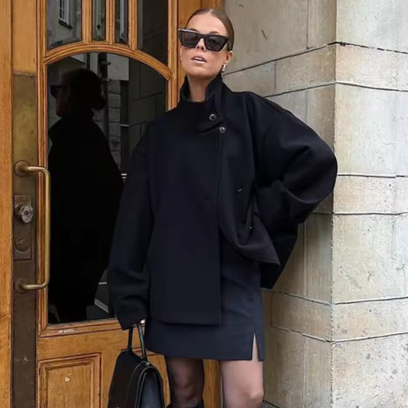 Dames Peacoat - Kort Model met Dubbele Rij Knopen