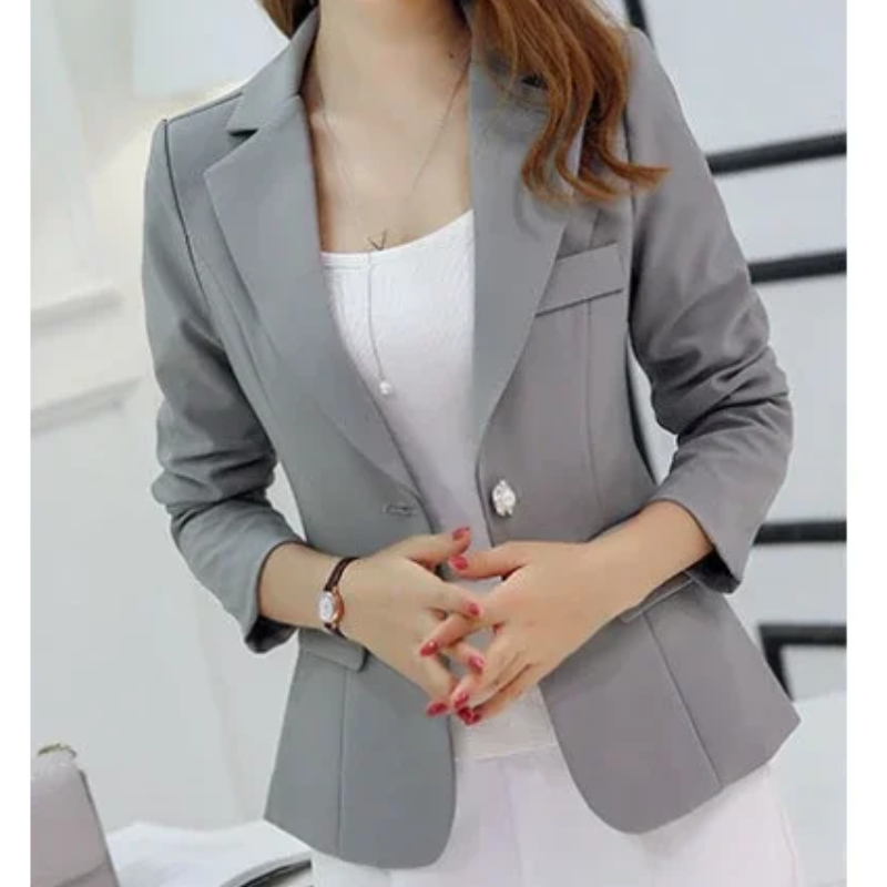 Women's Tailored Blazer - Slim Fit Jacket with Single Button