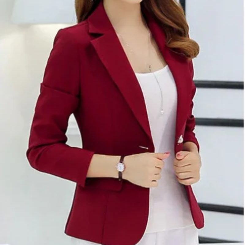 Women's Tailored Blazer - Slim Fit Jacket with Single Button