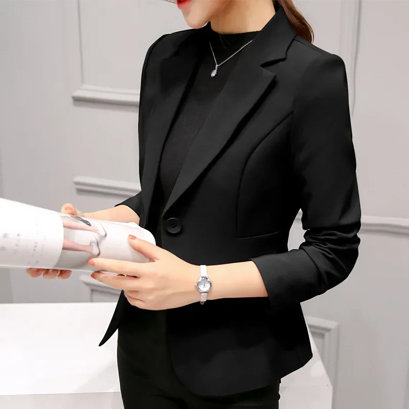 Women's Tailored Blazer - Slim Fit Jacket with Single Button