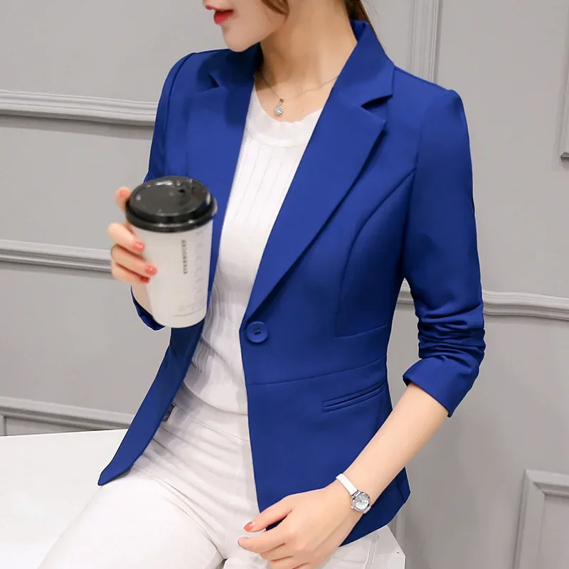 Women's Tailored Blazer - Slim Fit Jacket with Single Button
