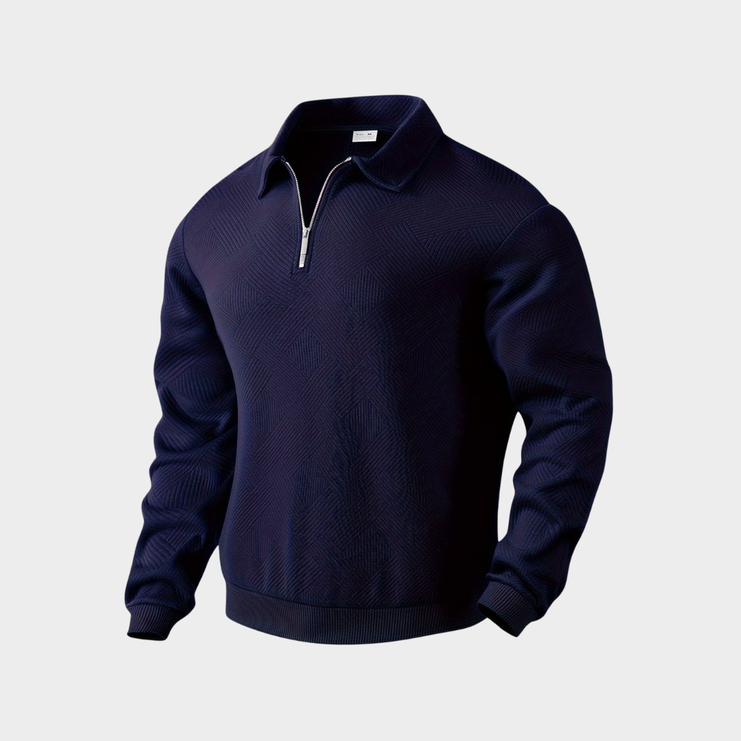 Heren Polo met Lange Mouwen - Halve Rits