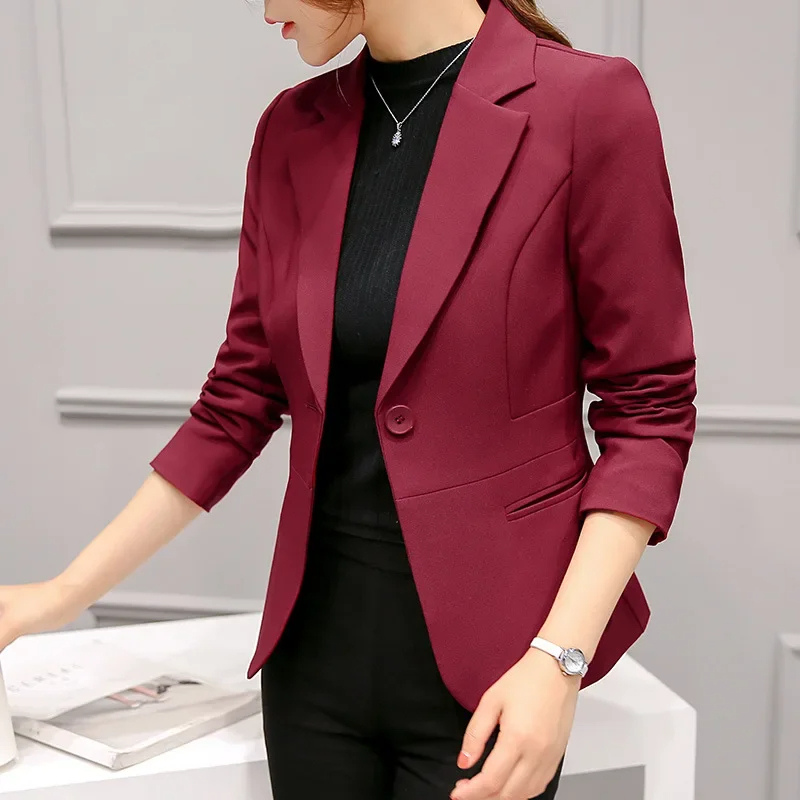 Women's Tailored Blazer - Slim Fit Jacket with Single Button