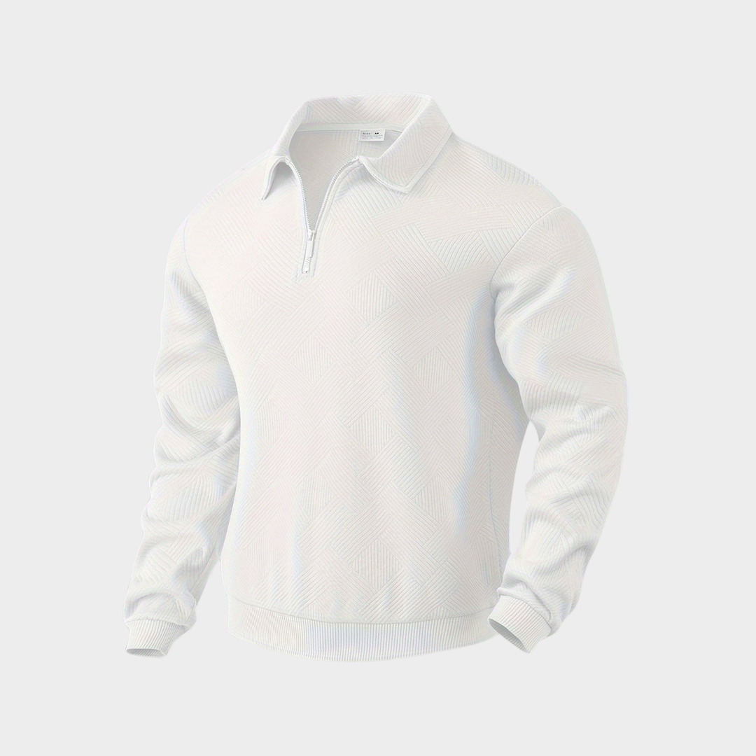 Heren Polo met Lange Mouwen - Halve Rits