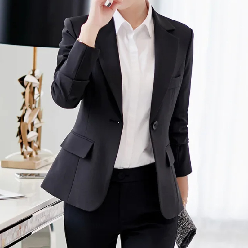 Women's Tailored Blazer - Slim Fit Jacket with Single Button