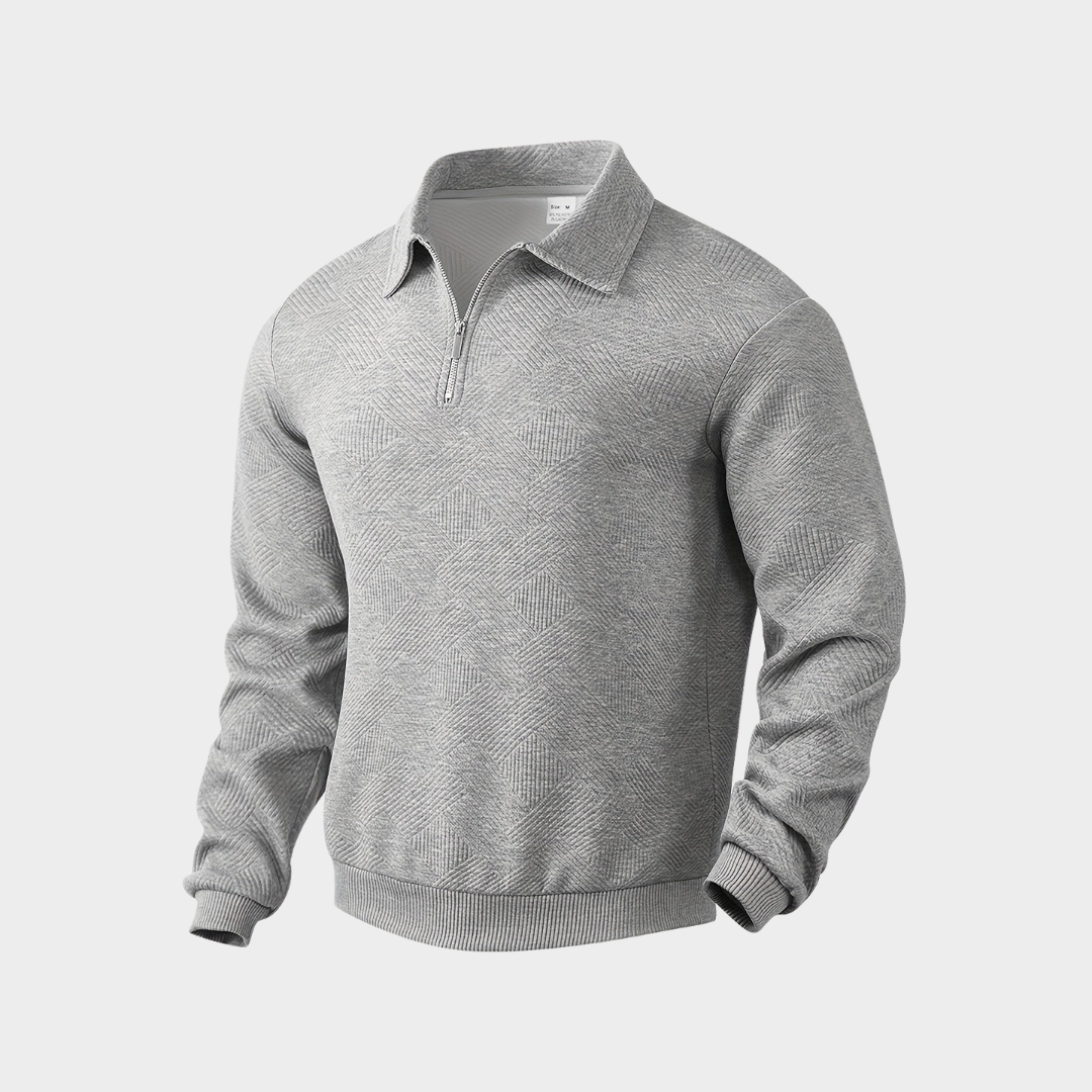 Heren Polo met Lange Mouwen - Halve Rits