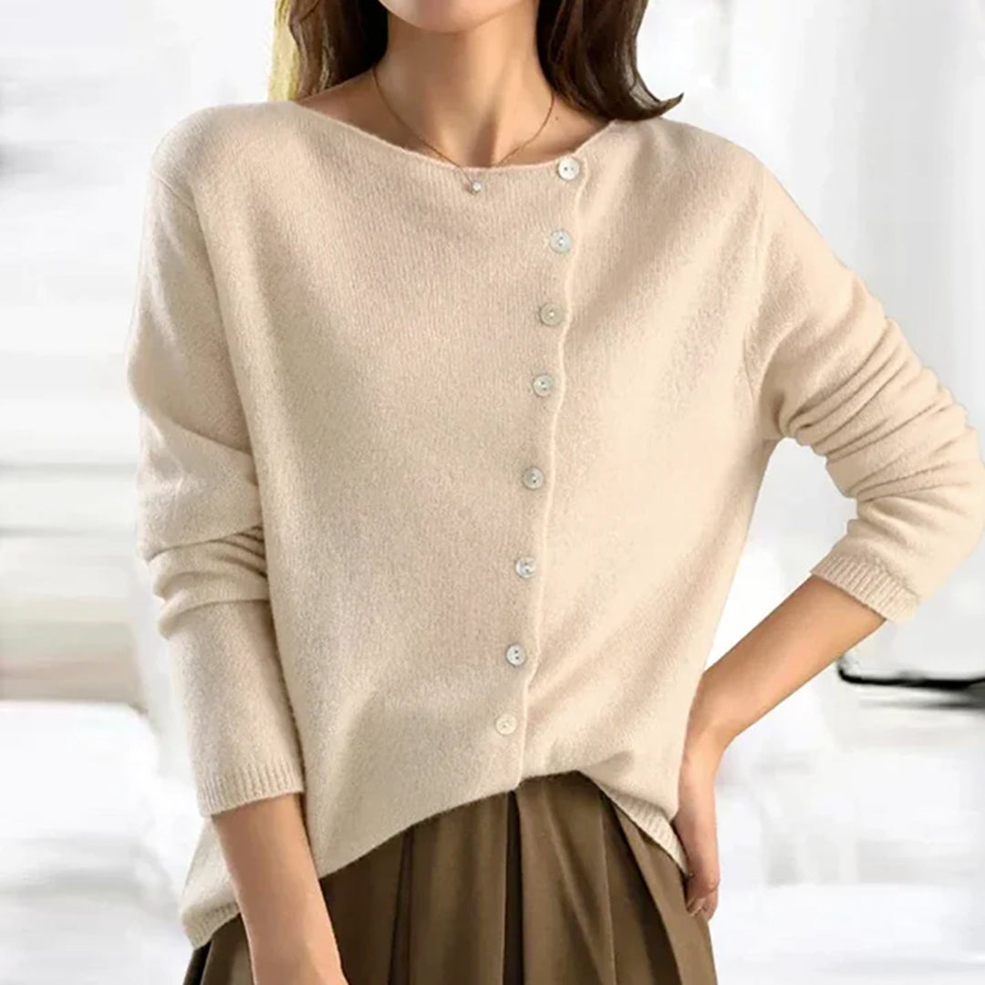 Dames Gebreid Vest - Ronde Hals, met Knoopsluiting