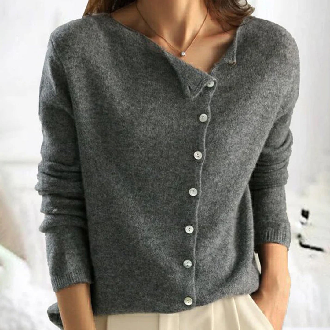 Dames Gebreid Vest - Ronde Hals, met Knoopsluiting
