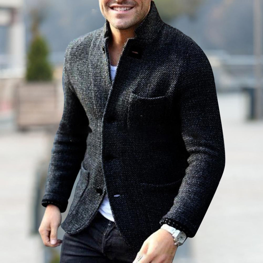 Heren Vest met Opstaande Kraag - Gebreide Cardigan met Knopen