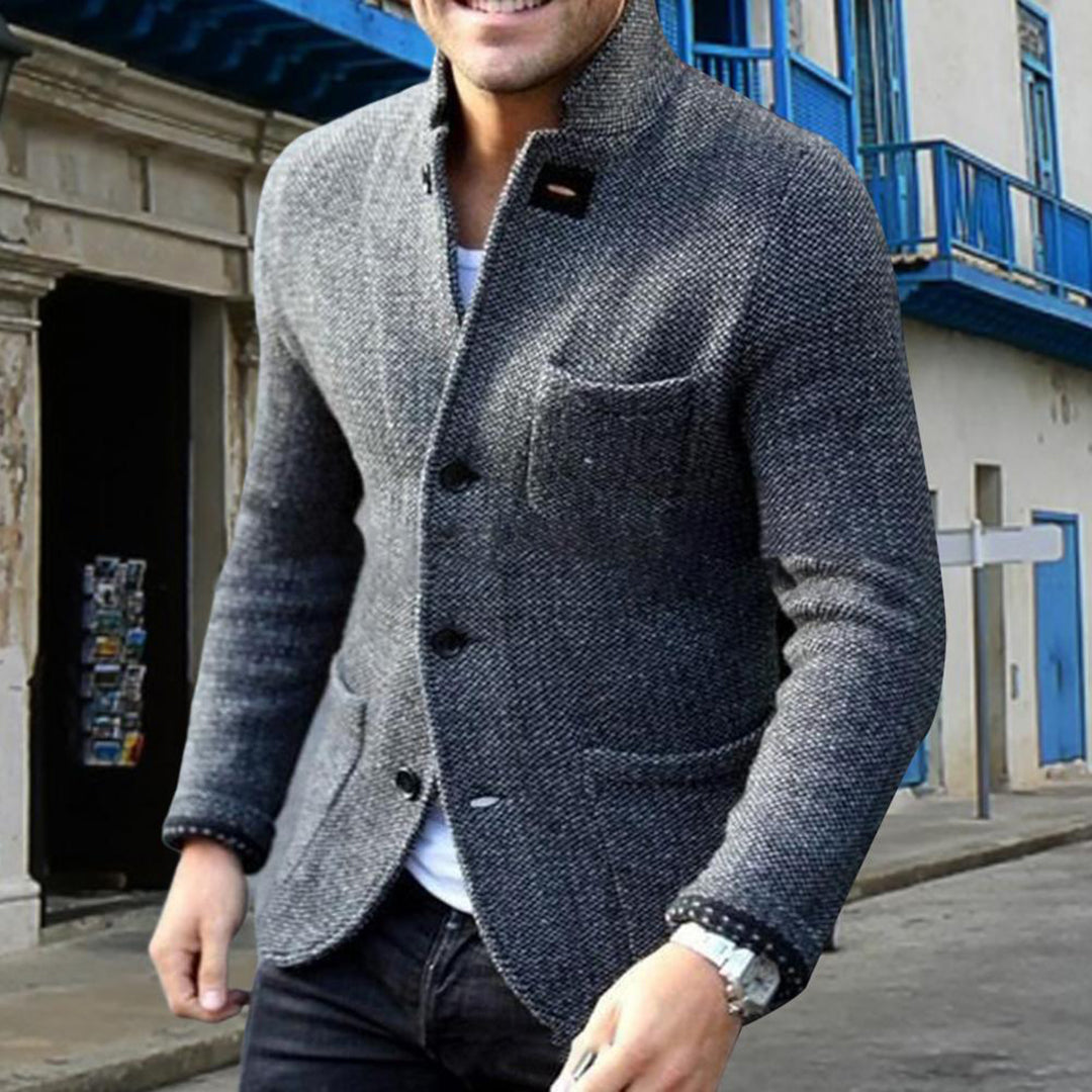 Heren Vest met Opstaande Kraag - Gebreide Cardigan met Knopen