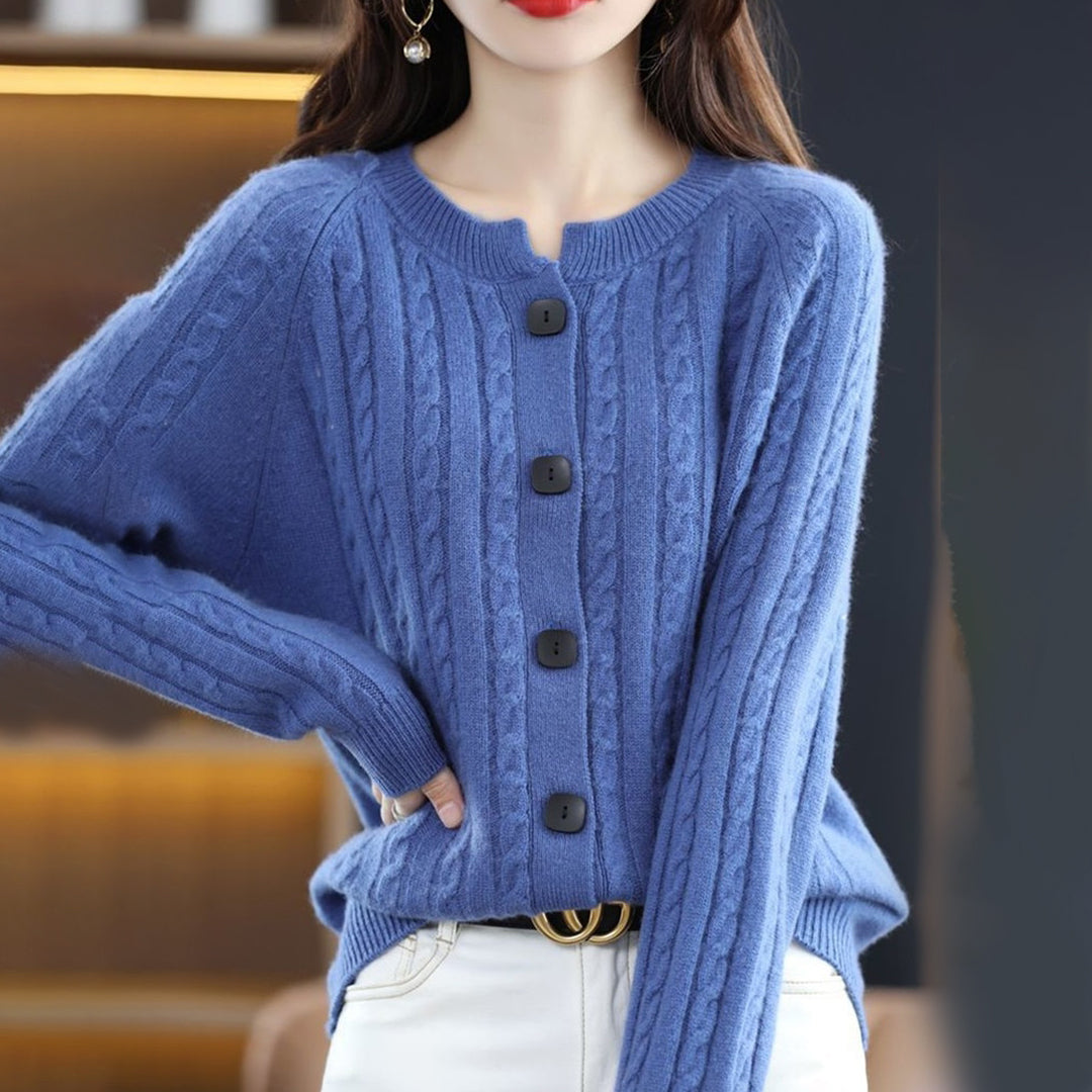 Dames Kabelgebreid Vest - Kort Model met Knoopsluiting