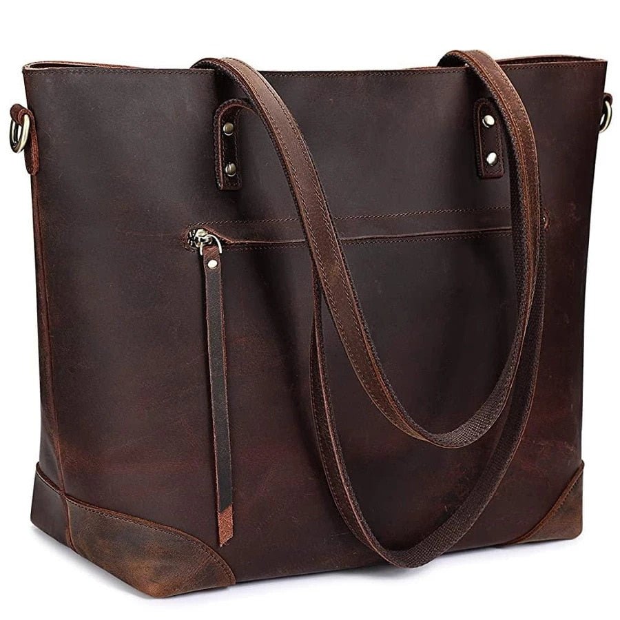 Dames Vintage Tote Bag - Grote Schoudertas met Verstelbare Riem
