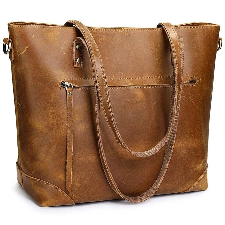 Dames Vintage Tote Bag - Grote Schoudertas met Verstelbare Riem
