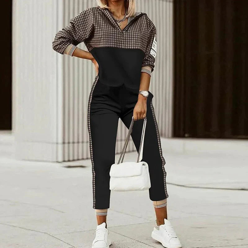 Dames Tweedelige Set - Hoodie met Joggingbroek in Geometrische Print