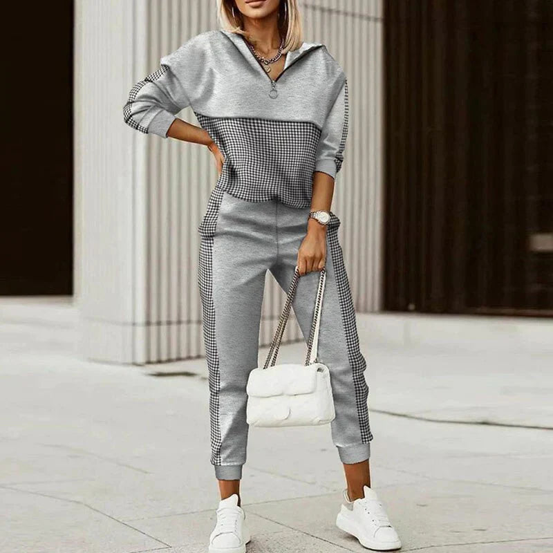 Dames Tweedelige Set - Hoodie met Joggingbroek in Geometrische Print