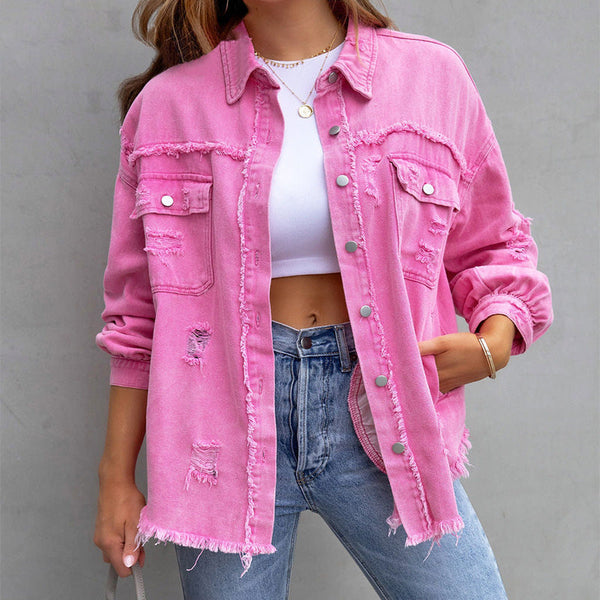 Dames Spijkerjack - Western Stijl met Franjes en Knopen