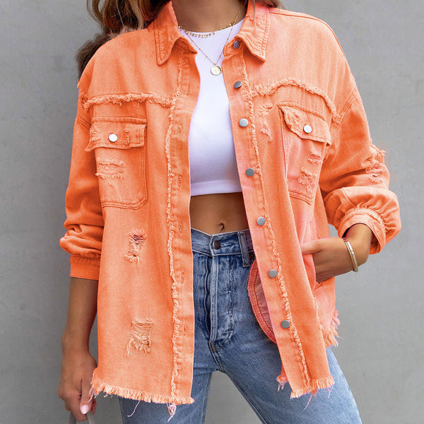 Dames Spijkerjack - Western Stijl met Franjes en Knopen