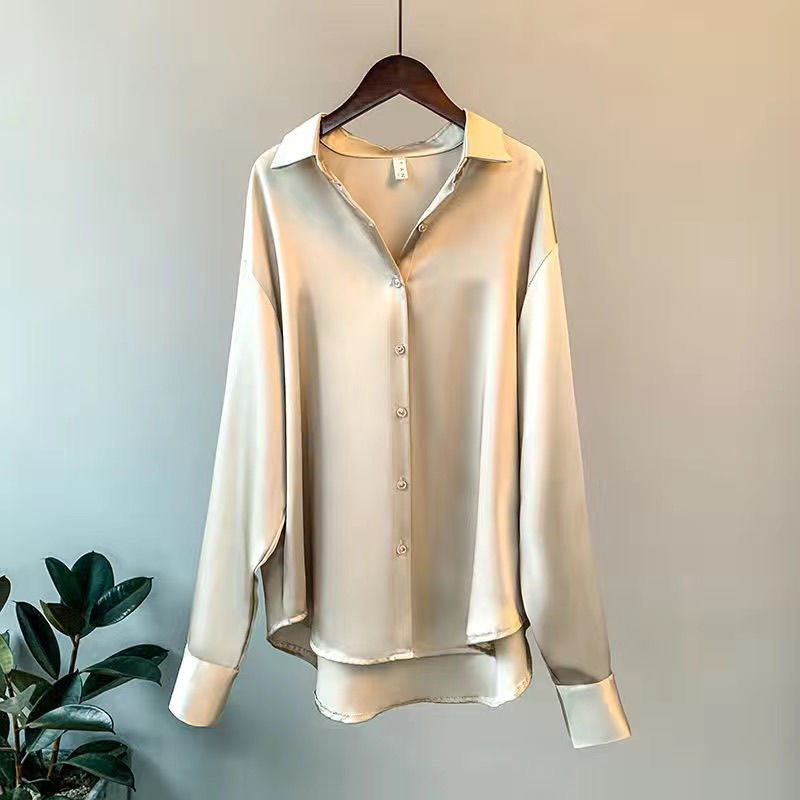 Dames Blouse - Lange Mouwen met Knoopsluiting en Glansafwerking