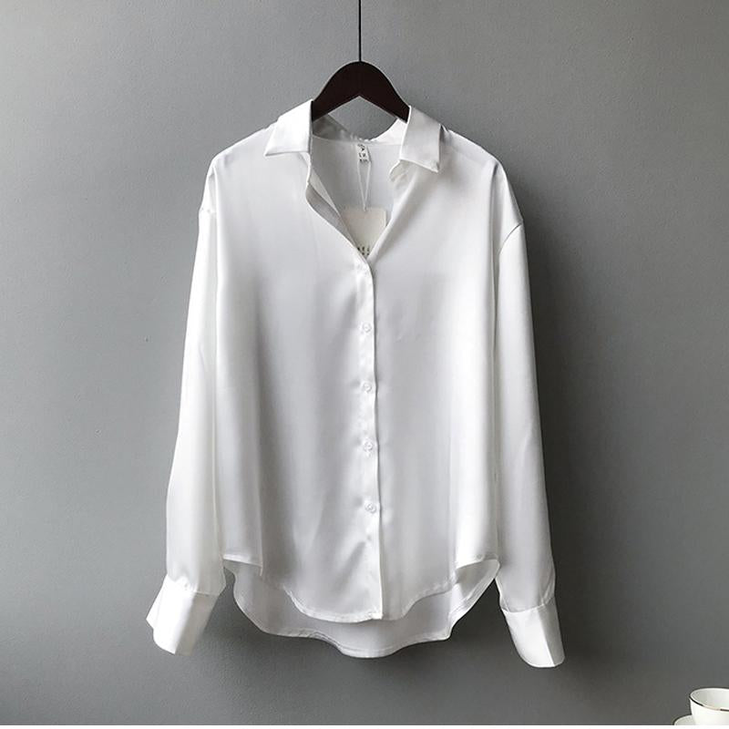 Dames Blouse - Lange Mouwen met Knoopsluiting en Glansafwerking