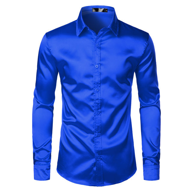 Heren Overhemd - Slim Fit met Glansafwerking en Lange Mouwe
