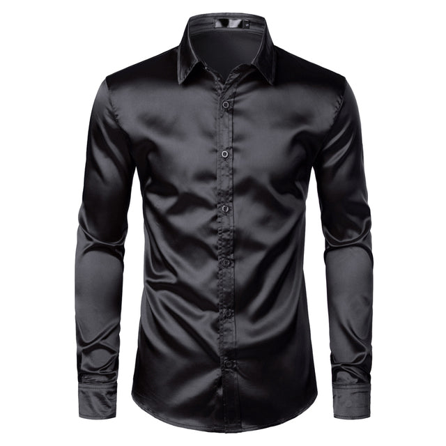Heren Overhemd - Slim Fit met Glansafwerking en Lange Mouwe