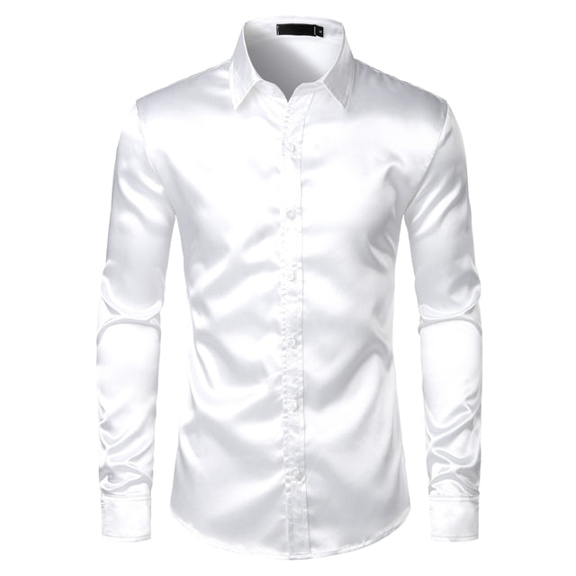 Heren Overhemd - Slim Fit met Glansafwerking en Lange Mouwe