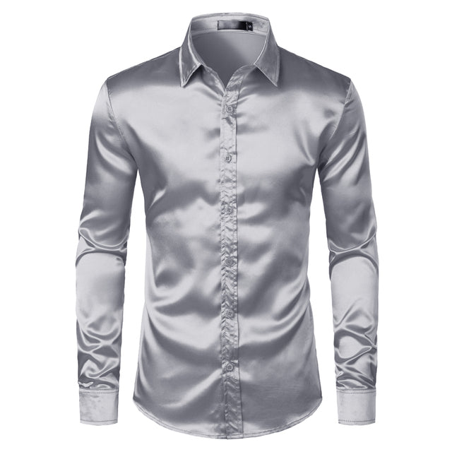 Heren Overhemd - Slim Fit met Glansafwerking en Lange Mouwe