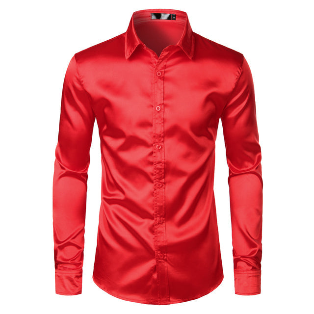 Heren Overhemd - Slim Fit met Glansafwerking en Lange Mouwe