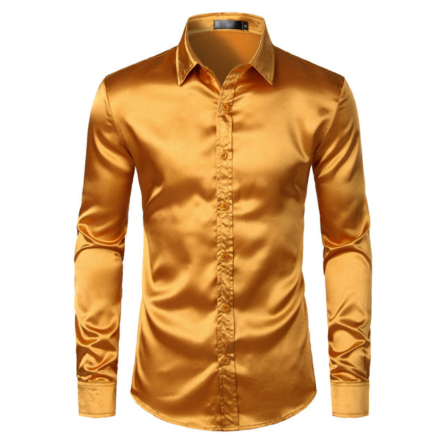 Heren Overhemd - Slim Fit met Glansafwerking en Lange Mouwe