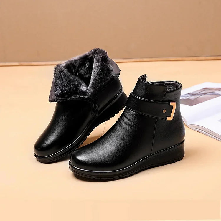 Women's Ankle Boots - Lined with Buckle Detail