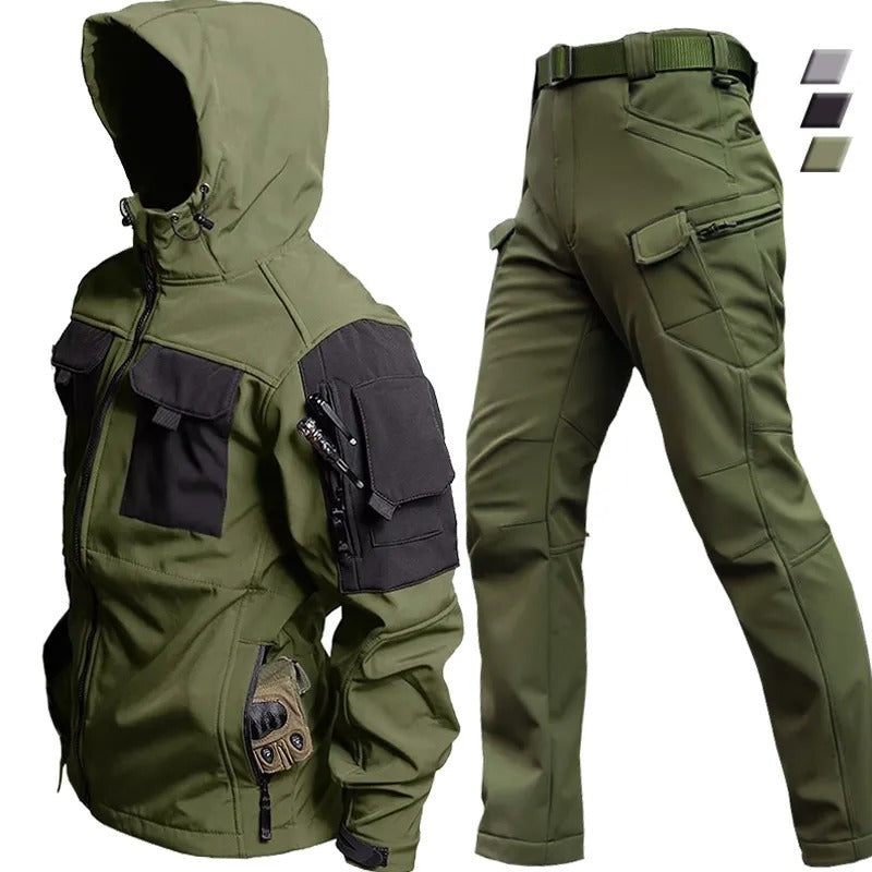 Heren Tactische Set - Hoodie Jas en Broek met Cargo Zakken