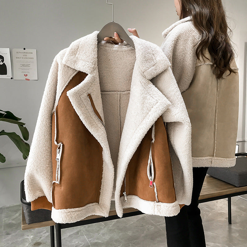 Dames Oversized Teddy Jas - met Zachte Voering en Grote Kraag