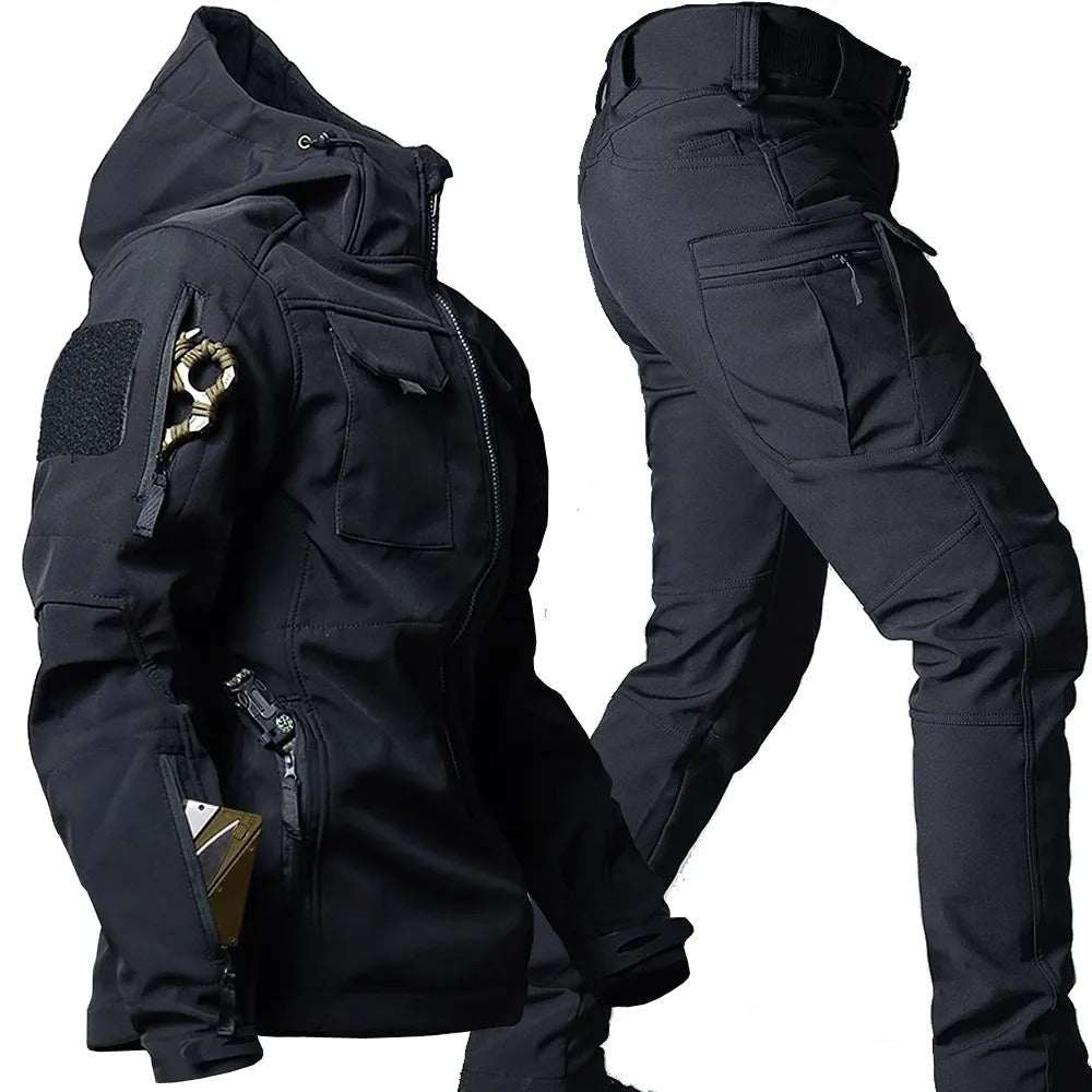 Heren Tactische Set - Hoodie Jas en Broek met Cargo Zakken