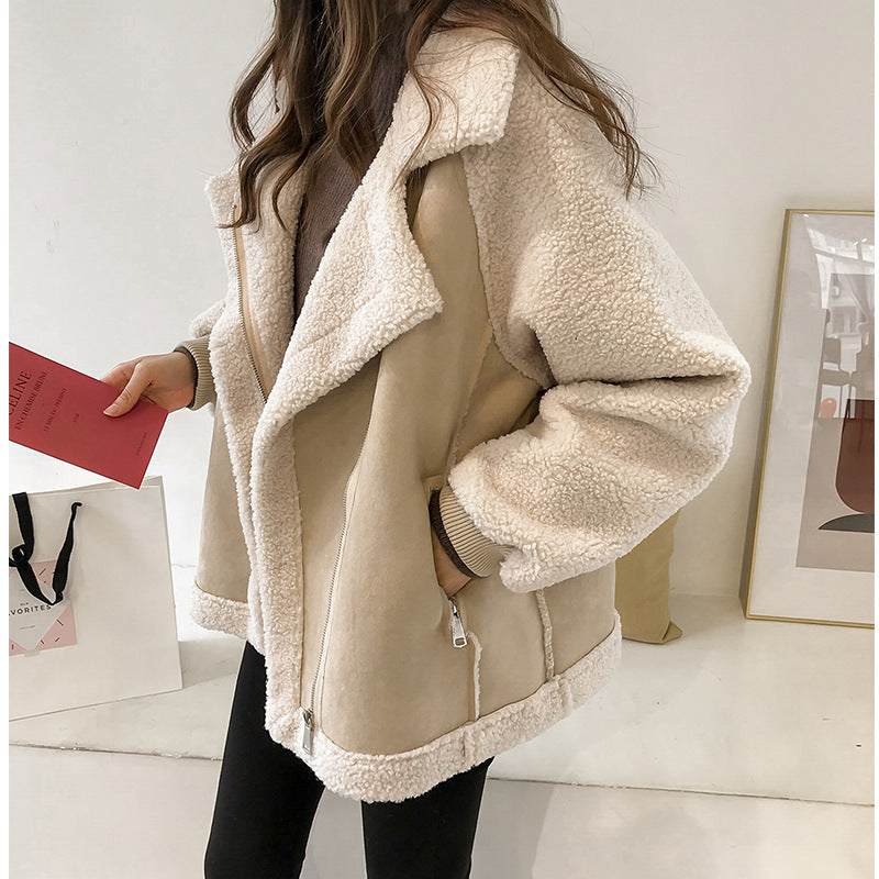 Dames Oversized Teddy Jas - met Zachte Voering en Grote Kraag