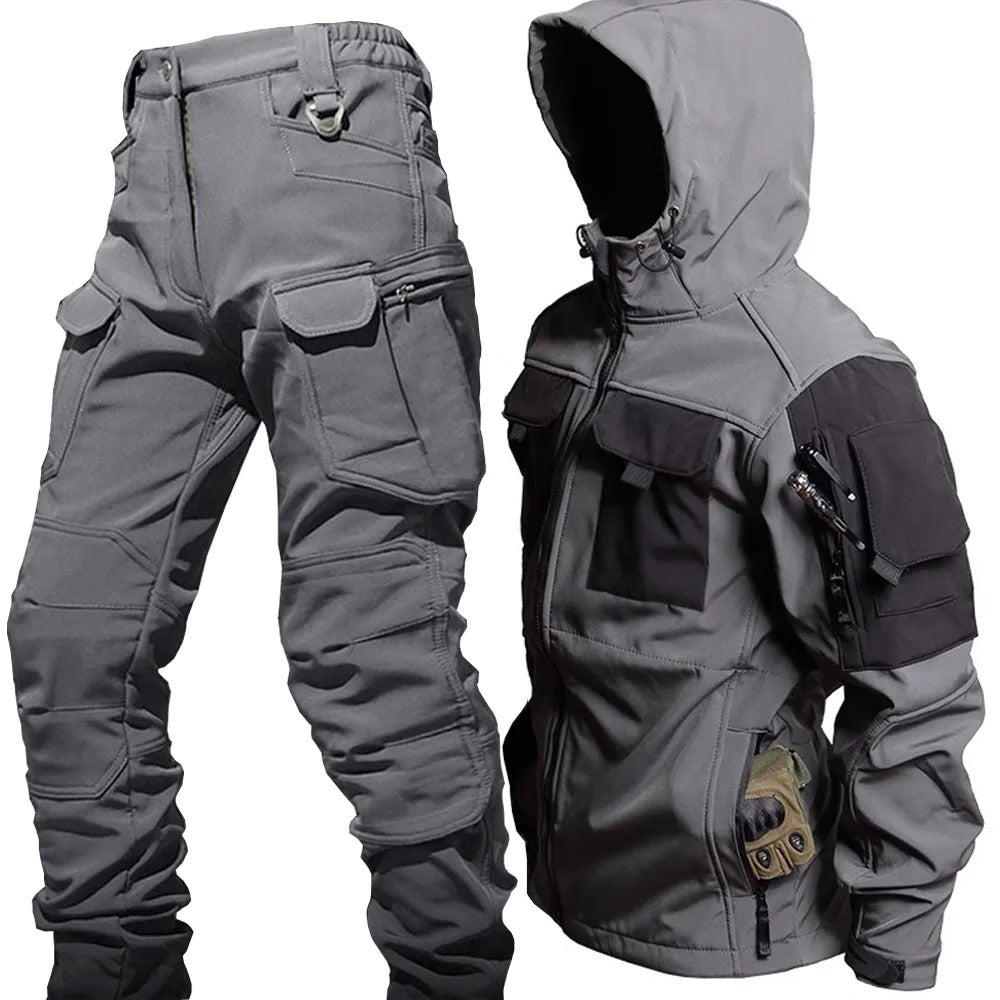 Heren Tactische Set - Hoodie Jas en Broek met Cargo Zakken