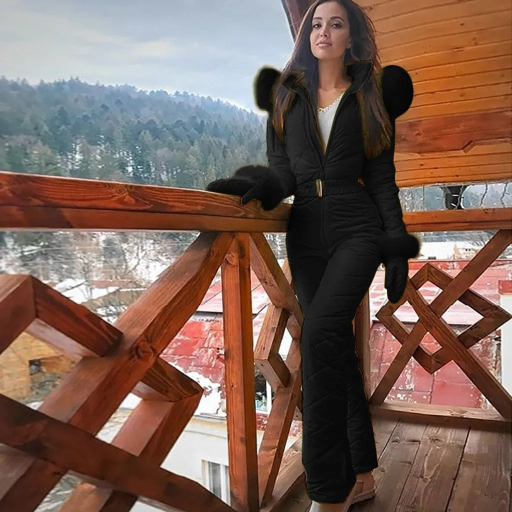Dames Winter Jumpsuit - Gewatteerd met Capuchon en Rits