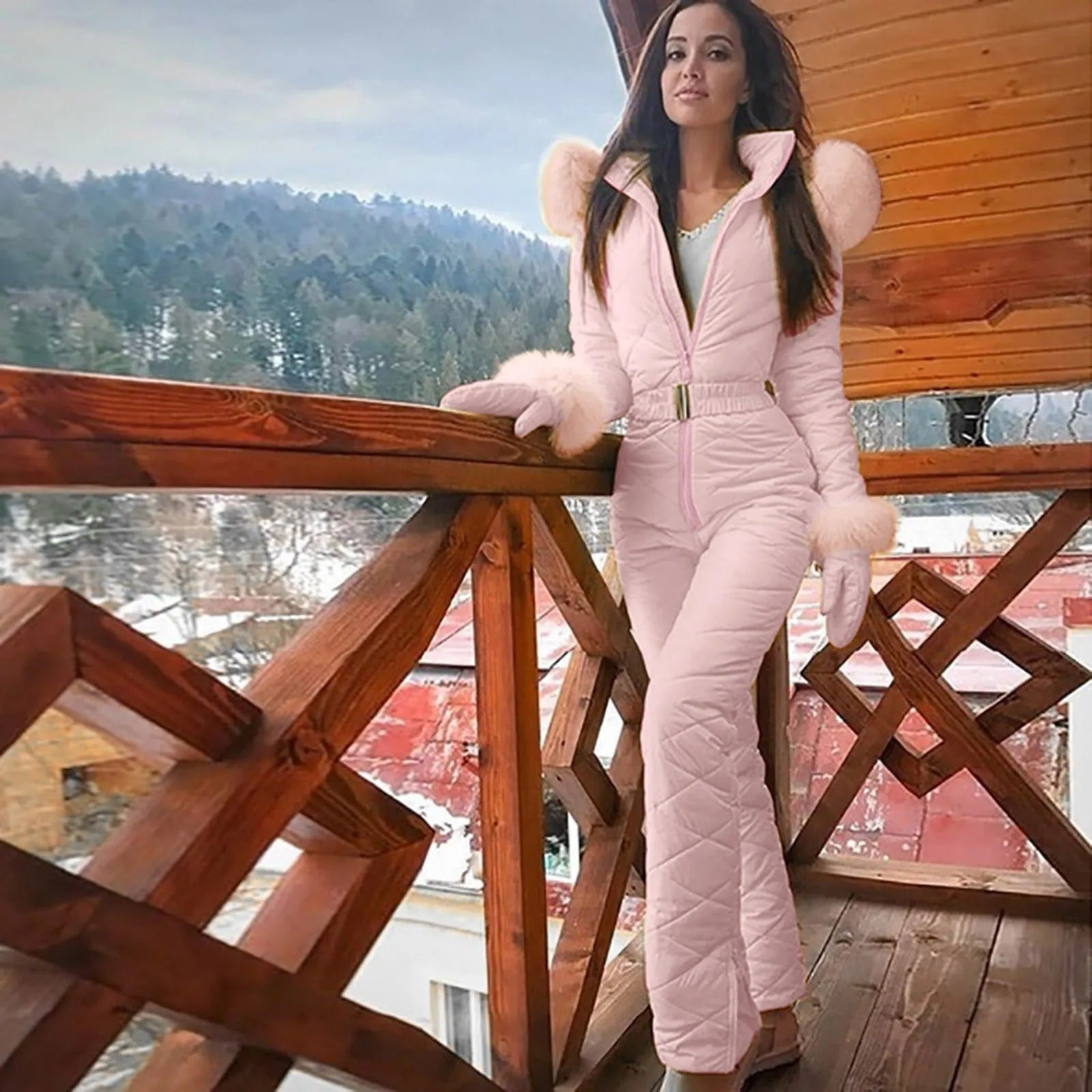 Dames Winter Jumpsuit - Gewatteerd met Capuchon en Rits